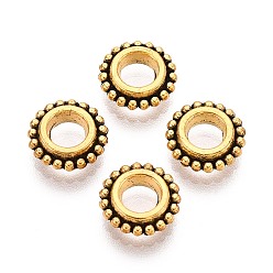 Античное Золото Сплавочные овальные бусины тибетского стиля , цветок, без кадмия и без свинца, античное золото , 8.5x2.5 мм, отверстие : 3.5 мм