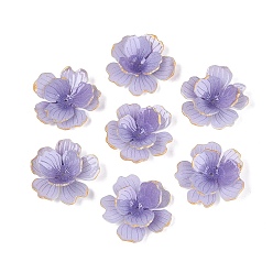 Pourpre Moyen Capuchons de perles en acrylique thermorétractables, multi-pétale, avec bord doré, support violet, 28~29x29~30x6.5~9.5mm, Trou: 1~1.2mm