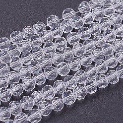 Clear Glass Beads Strands, Faceted(32 Facets), Round, Clear, 6mm, Hole: 1.2mm, about 88~91pcs/strand, 19.49 inch~20.08 inch(49.5~51cm)