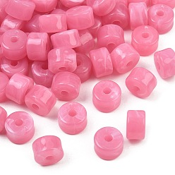 Hot Pink Two-Color Opaque Acrylic Imitation Gemstone Beads, Column, Hot Pink, 12x8mm, Hole: 3mm, about 526pcs/500g