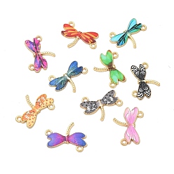 Золотой Соединители звеньев сплава эмали, стрекоза, разноцветные, золотые, 23x17x1.8 мм, отверстие : 1.8 мм