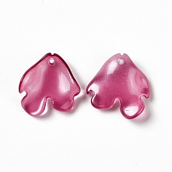 Средний Фиолетово-красный Подвеска из гальванического стекла, подвески из цветочных лепестков, средне фиолетовый красный, 20x19x4 мм, отверстие : 1.2 мм