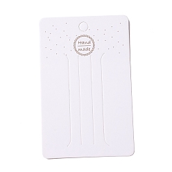White Paper Hair Clip Display Cards, Rectangle with Word Handmade, White, 11x7x0.03cm, Hole: 8mm