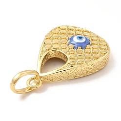Blue Brass Pendants, with Enamel, Real 18K Gold Plated, Long-Lasting Plated, Teardrop with Evil Eye Charm, Blue, 34x23.5x6mm, Hole: 10x7mm