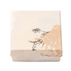 Папайя Оранжевый Квадратные картонные коробки для украшений с принтом в виде цветочной картины маслом., с губкой внутри, серьги, кольца, ожерелья и браслеты, подарочная упаковка, papayawhip, 7x7x3 см