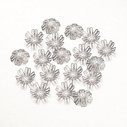 Нержавеющая Сталь Цвет Устойчивы к потускнению 316 хирургические колпачки из нержавеющей стали, цветок, 6-лепесток, цвет нержавеющей стали, 14x3 мм, отверстие : 1 мм