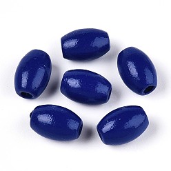 Средно-синий Окрашенные распылением деревянные бусины Schima, рис, светло-синий, 12~12.5x7.5~8.5 мм, отверстие : 2~2.5 мм