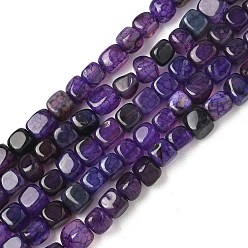 Индиго Нити бусин из натурального агата с прожилками дракона (окрашенные и нагретые), кубические, индиговые, 5~6x5~6x5~6 мм, отверстие : 0.8 мм, около 62~66 шт / нитка, 14.57~14.96'' (37~38 см)