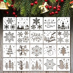 Белый 20шт. трафареты для рисования рождественских животных, с железными кольцами, разнообразные, белые, 76x76x0.3 мм, отверстие : 5 мм