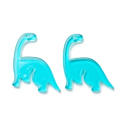 Deep Sky Blue Transparent Acrylic Pendants, Dinosaur, Deep Sky Blue, 28x25x2.5mm, Hole: 1.2mm