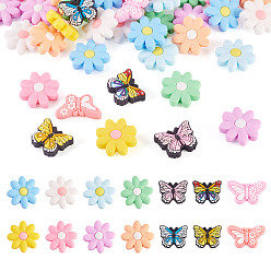 (52) Непрозрачная лаванда Наборы фурнитуры из ПВХ и силиконовых бусин в виде цветов и бабочек, разноцветные, 18.5~30x20~32x7~8 мм, отверстие : 2~3.5 мм