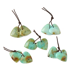 Африканский Бирюза(яшма) Кулоны с натуральной африканской бирюзой (яшмой), сердце, 18.5~19.5x20~20.5x4~4.5 мм, отверстие : 0.8 мм