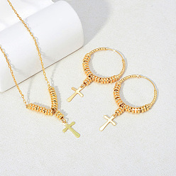 Золотой Комплекты из латунных подвесок-крестов и серег-колец, золотые, 450 мм