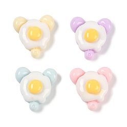 Медведь Макарон цвет яйца тема непрозрачная смола декоден кабошоны, имитация еды, разноцветные, медведь, 13.5x13.5x6.5 мм