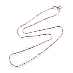 Rose Gold Brass Chain Necklaces, Snake Chain, with Lobster Clasps, Rose Gold, 16.9~18.1 inch(43~46cm)