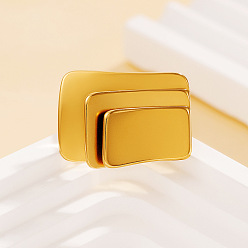 Золотой 304 палец кольца из нержавеющей стали, прямоугольные, золотые, 17 мм