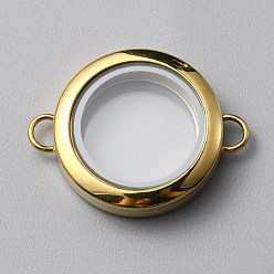 Золотой Плоские круглые 304 подвески-медальоны из нержавеющей стали с подвесками-соединителями, со стеклом, ссылки на медальон памяти, золотые, 3.25x2.45x0.6 см, отверстие : 4x3 мм, внутренний диаметр: 17.5 мм