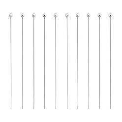 Silver 925 Sterling Silver Ball Head Pins, Silver, 40(+2~3)x0.5mm, 20pcs/box