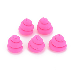 Hot Pink Handmade Polymer Clay Beads, Half Drilled, Vortex Shaped, Hot Pink, 11~13x12.5~13.5mm, Hole: 3mm
