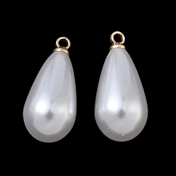 Золотой Подвески из АБС-пластика с жемчугом, слеза, с петлей из сплава, золотые, 21.5x10 мм, отверстие : 1.6 мм