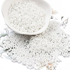 Белый Стеклянный бисер непрозрачных цветов, арахис, белые, 2x4x2 мм, отверстие : 0.8 мм, Около 45000 шт / фунт
