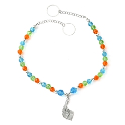 Перо Зажимы для подхватов штор из стеклянных бусин, с тибетском стиле сплава подвески, оконные занавески для домашнего офиса, декоративные веревочные завязки, перо, 449 мм