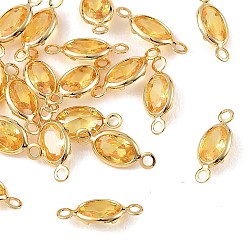 Gold SHEGRACE Brass Pave Cubic Zirconia Oval Connector Charms, Cadmium Free & Nickel Free & Lead Free, Long-Lasting Plated, Real 18K Gold Plated, Gold, 11.5x5x2.5mm, Hole: 1.2mm
