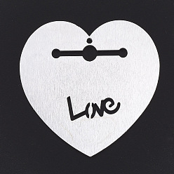 Серебро Алюминиевые большие подвески, Лазерная резка больших подвесок, сердце любовью, на день Святого Валентина, серебряный цвет гальваническим, 50x50x1 мм, отверстие : 2 мм