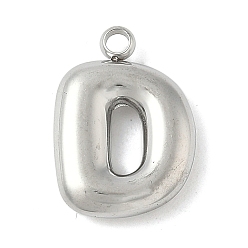 Letter D 304 начальные подвески из нержавеющей стали, цвет нержавеющей стали, Буква D, 16~18x6~18x3 мм, отверстие : 1.8 мм