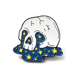 White Skull Enamel Pins, Halloween Alloy Badges for Backpack Clothes, Electrophoresis Black, White, 26x28x1.8mm
