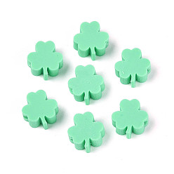 Аквамарин Бусины из полимерной глины , клевер, аквамарин, 9.5~10x9.5~10x4.5~5 мм, отверстие : 2 мм