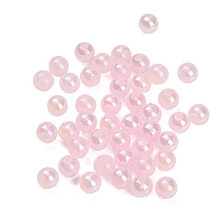 Pink Пластиковые шарики, круглые, с покрытием AB цвета, розовые, 6 мм, отверстие : 1.8 мм, Около 6250 шт / 500 г