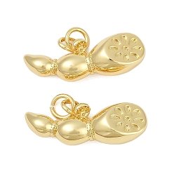 Настоящее золото 18K Латунные подвески, корень лотоса, с целью перехода в кольце, без кадмия и без свинца, стойки покрытие, долговечный, реальный 18 k позолоченный, 9.5x24x7.5 мм, отверстие : 3.4 мм