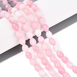 Бледно-Розовый Природные окрашенные белого нефрита нитей бисера, баррель, граненые, розовый жемчуг, 5.5~6.5x5~5.5 мм, отверстие : 1~1.2 мм, около 57~61 шт / нитка, 13.98~14.17'' (35.5~36 см)