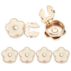 Flower 6Pcs Zinc Alloy Cufflinks, with Enamel, Light Gold, Flower, 17x17.5x7.5mm, Hole: 13mm