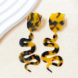 Золотистый Акриловые серьги-гвоздики с леопардовым принтом, золотые, змея с самородками, золотые, 85x30 мм