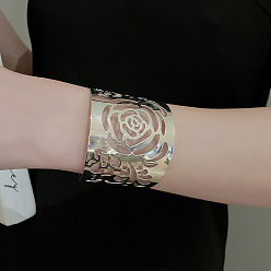 Платина Браслеты-манжеты из сплава с узором «роза» на верхнюю часть руки, браслеты-повязки, платина, 2-1/2 дюйм (6.5 см)