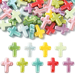 (52) Непрозрачная лаванда 45шт 9 цвета фарфоровые бусины ручной работы, жемчужные, крестик, разноцветные, 16~17x13~13.5x5.5 мм, отверстие : 1.4 мм, 5 шт / цвет