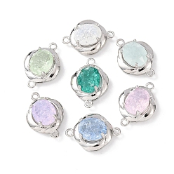 Платина Подвески из латуни со стеклянным креплением, овальные связи, разноцветные, платина, 19.5x14x7 мм, отверстие : 1.4 мм