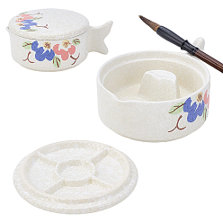 лаванда Керамическая чернильница в форме рыбы с ручкой, держатель кисточки из фарфора, для любителей каллиграфии, лаванда, 137.5x102.5x52.5 мм