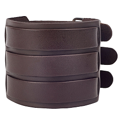 Кокосово-Коричневый 1 ПК модные унисекс панк-рок стиль кожаные широкие браслеты, с железной Смотреть полоса застежками, платина, кокосового коричневый, 275x65x5 мм