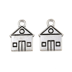 Античное Серебро Сплавочные подвески тибетского стиля, дом, античное серебро, 16x12x1 мм, отверстие : 2 мм