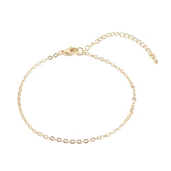 Real 18K Gold Plated Brass Cable Chain Anklets, with Lobster Claw Clasps, Real 18K Gold Plated, 9-1/8 inch(23cm)