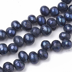 Noir Brins de perles de culture d'eau douce naturelles, teint, ovale, noir, 7~8x5~6mm, Trou: 0.5mm, Environ 80 pcs/chapelet, 17.7 pouce