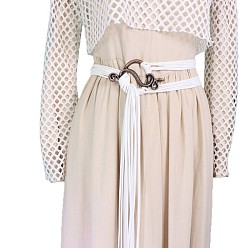 Белый Винтажные многослойные ремни-цепочки из искусственной замши с длинными кисточками, с застежками-змейками из сплава, Красная медь, белые, 2600~2800 мм