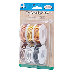 Mixed Color Matte Round Aluminum Wire, Mixed Color, 15 Gauge, 1.5mm, 10m/roll, 6 colors, 1roll/color, 6rolls/set