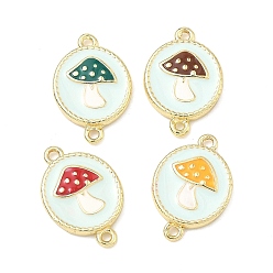 (52) Непрозрачная лаванда Подвески-соединители в виде грибов из осенней латуни с эмалью, золотые, разноцветные, 19x13x2.5 мм, отверстие : 1.2 мм