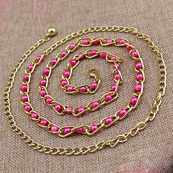 Фуксин Круглые бусины из сплава и пластика, скрученные цепочки для живота, золотые, фуксиново-красные, 650x8 мм