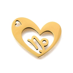 Козерог 201 подвески из нержавеющей стали, лазерная резка, сердце с подвеской в виде созвездия, золотые, Козерог, 17x21.5x1.5 мм, отверстие : 1.6x2.6 мм