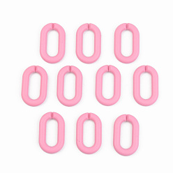 Hot Pink Opaque Spray Painted Acrylic Linking Rings, Quick Link Connectors, for Cable Chains Making, Unwelded, Oval, Hot Pink, 27x16.5x4.5mm, Inner Diameter: 18x7.5mm